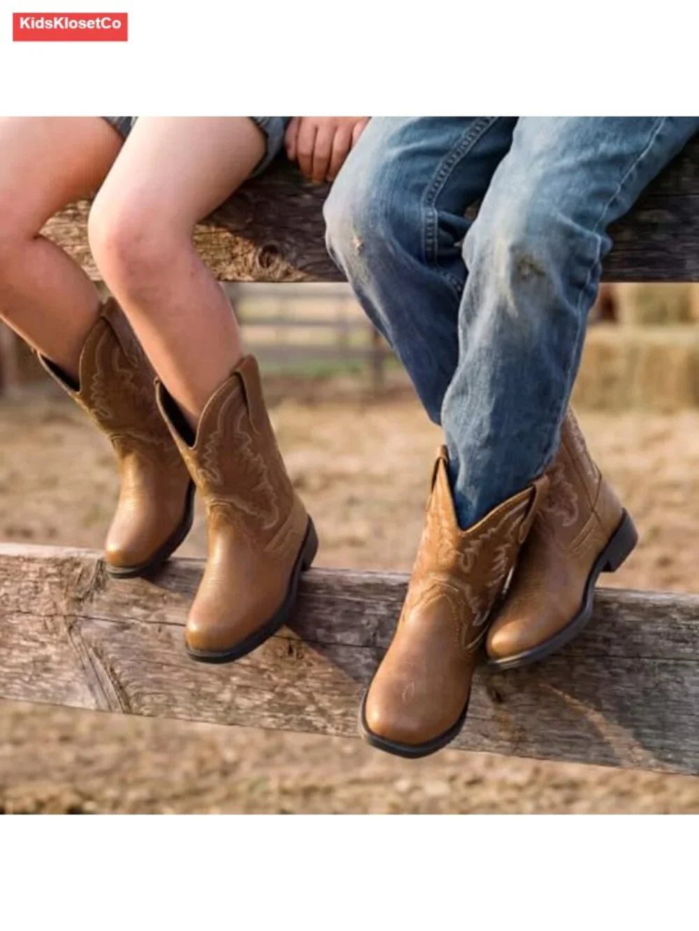 Toddler Boys Girls Cowgirl Boots Square Toe Mid Calf Western Pull-On